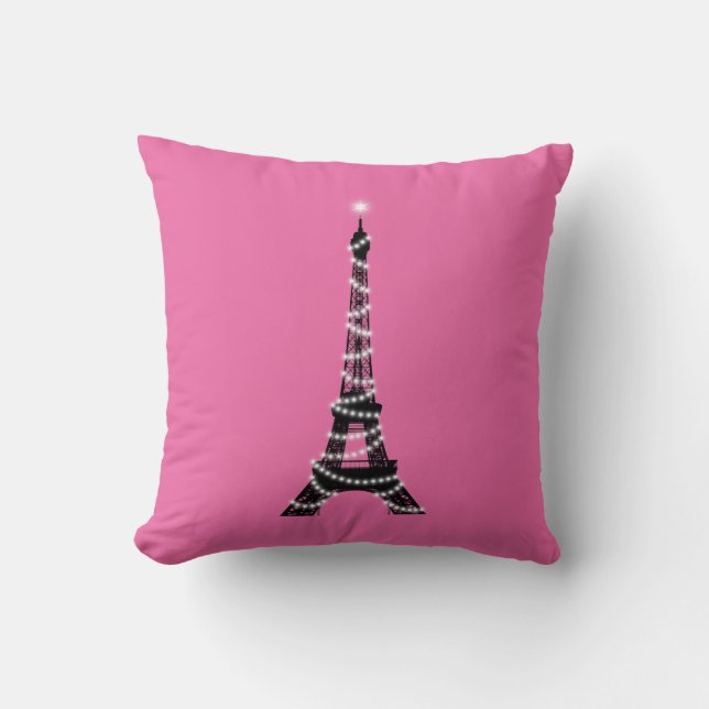 Eiffel Tower Throw Pillow pink (Front)