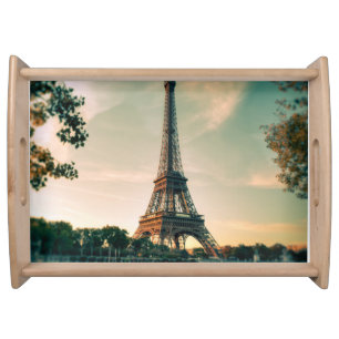 Eiffel tower throw pillow serving tray