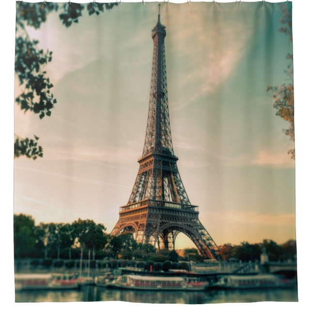 Eiffel tower throw pillow shower curtain (Front)