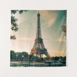 Eiffel tower throw pillow tapestry