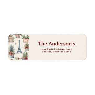 Eiffel Tower, Topiaries Paris Christmas Address Label
