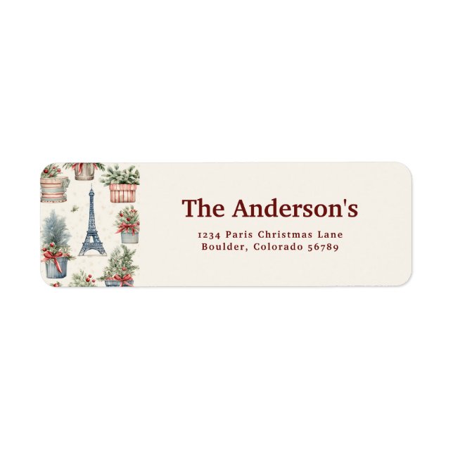 Eiffel Tower, Topiaries Paris Christmas Address Label (Front)