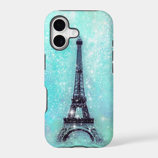 Eiffel Tower Turquoise Iphone Case (Back)