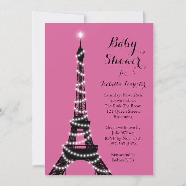 Eiffel Tower Twinkles Baby Shower Invitation (Front)