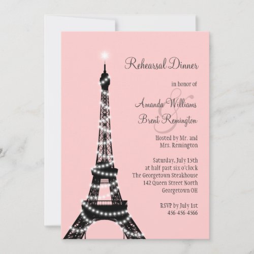 Eiffel Tower Twinkles Rehearsal Dinner Invitation