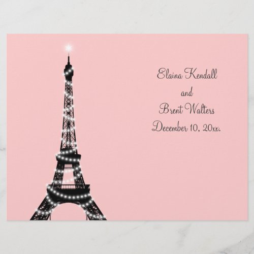 Eiffel Tower Twinkles Wedding Program pink