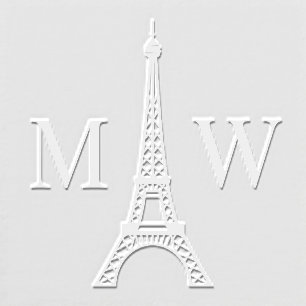 Eiffel Tower Two Initial Couple Wedding Monogram 2 Embosser