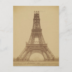 Eiffel Tower Under Construction 1888 Postcard