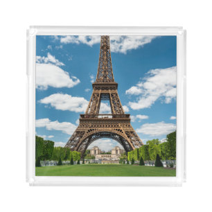 Eiffel Tower View from Champ de Mars Public Park Acrylic Tray