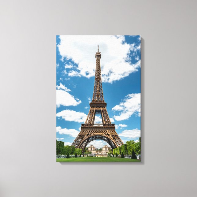 Eiffel Tower View from Champ de Mars Public Park Canvas Print (Front)
