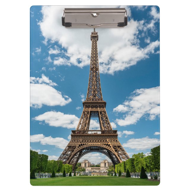 Eiffel Tower View from Champ de Mars Public Park Clipboard (Front)