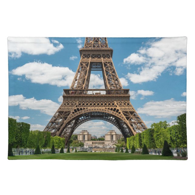 Eiffel Tower View from Champ de Mars Public Park Cloth Placemat (Front)