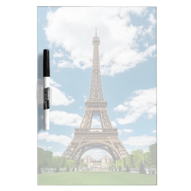 Eiffel Tower View from Champ de Mars Public Park Dry Erase Board (Front)