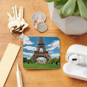 Eiffel Tower View from Champ de Mars Public Park Keychain