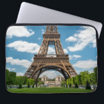 Eiffel Tower View from Champ de Mars Public Park Laptop Sleeve<br><div class="desc">Paris France Eiffel Tower seen from Champ de Mars park with green lawn and visitors under sunny sky</div>