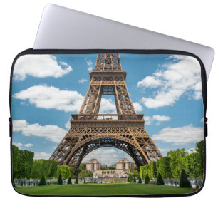 Eiffel Tower View from Champ de Mars Public Park Laptop Sleeve