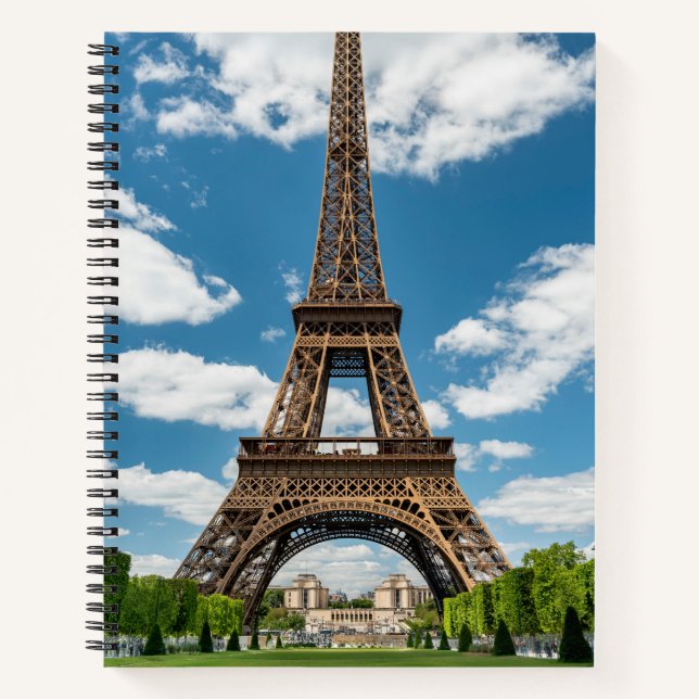 Eiffel Tower View from Champ de Mars Public Park Notebook (Front)