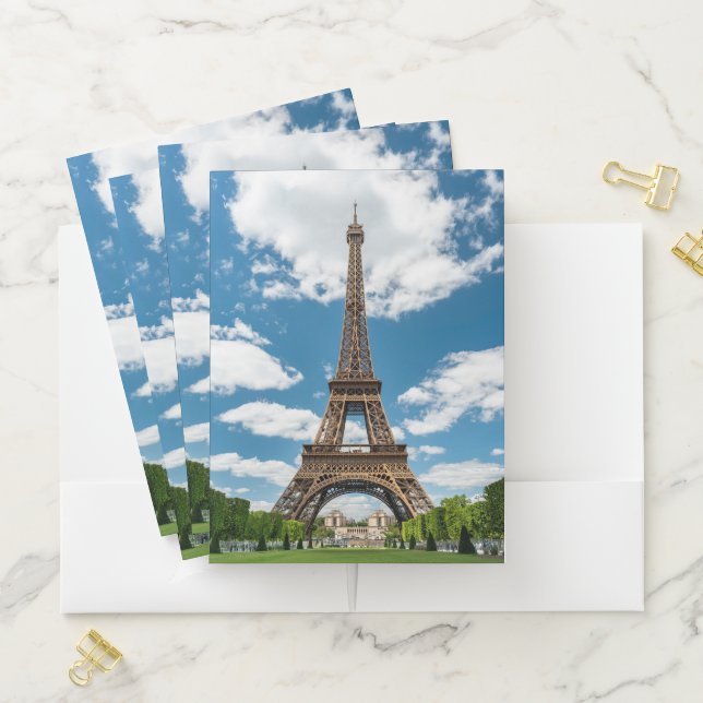 Eiffel Tower View from Champ de Mars Public Park Pocket Folder (In Situ)
