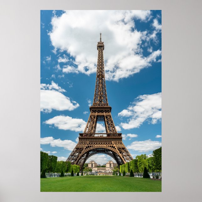 Eiffel Tower View from Champ de Mars Public Park Poster (Front)