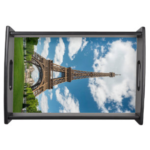 Eiffel Tower View from Champ de Mars Public Park Serving Tray