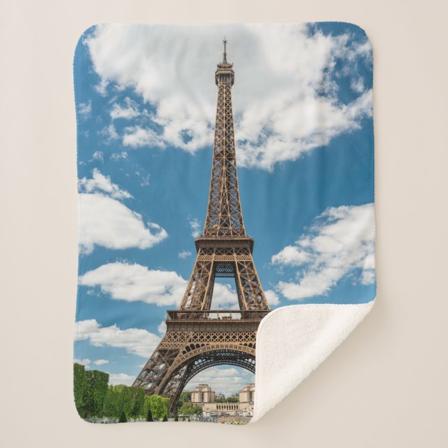 Eiffel Tower View from Champ de Mars Public Park Sherpa Blanket (Front)