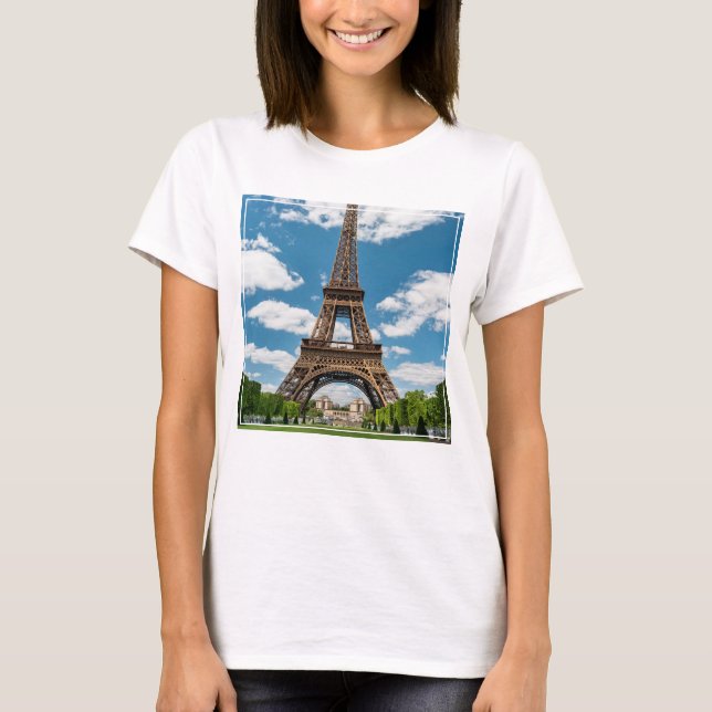 Eiffel Tower View from Champ de Mars Public Park T-Shirt (Front)