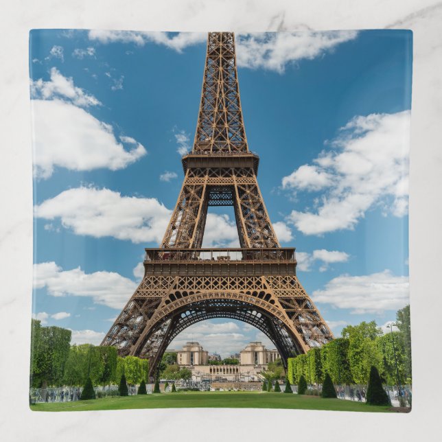 Eiffel Tower View from Champ de Mars Public Park Trinket Tray (Front)