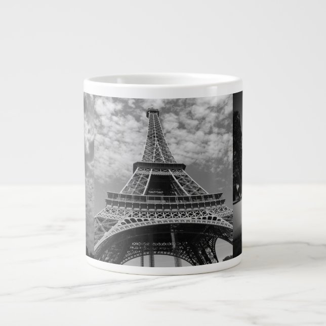 Eiffel Tower Views in Black and White Jumbo Mug (Front)