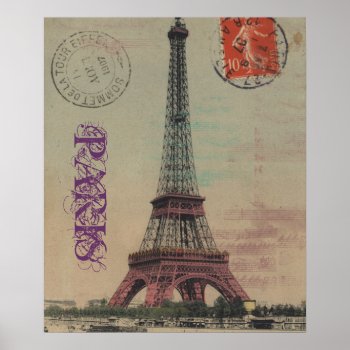Eiffel Tower Vintage French Customizable Poster by kathysprettythings at Zazzle