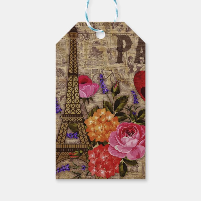 Eiffel Tower Vintage French Gift Tags (Front)