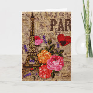 Eiffel Tower Vintage French Holiday Card