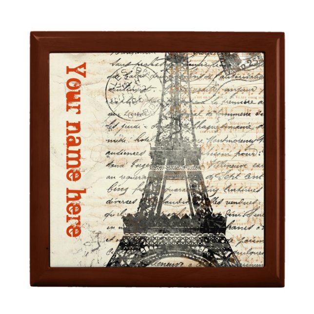 Eiffel Tower Vintage French Keepsake Box (Front)