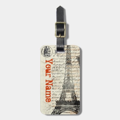 Eiffel Tower Vintage French Luggage Tag
