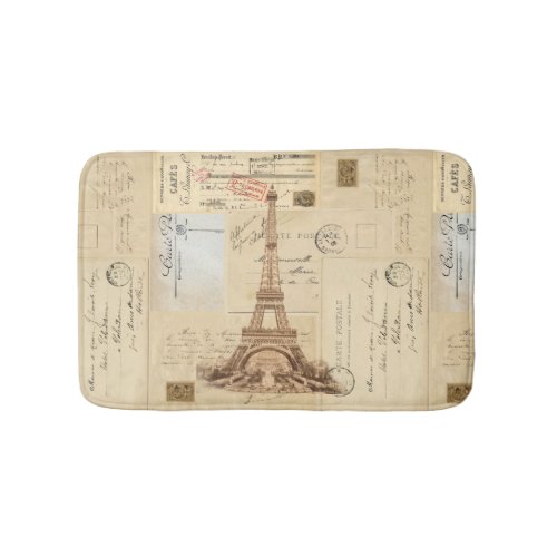 Eiffel Tower Vintage French Postcard Bathmat