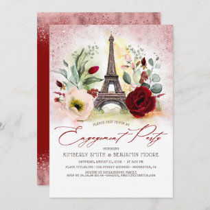 Eiffel Tower Vintage Paris Engagement Party Invitation
