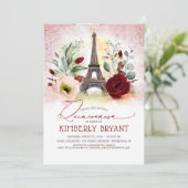 Eiffel Tower Vintage Paris Pink Gold Quinceañera Invitation (Standing Front)