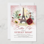 Eiffel Tower Vintage Paris Rose Gold Birthday Invitation (Front)