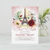 Eiffel Tower Vintage Paris Rose Gold Sweet Sixteen Invitation (Standing Front)