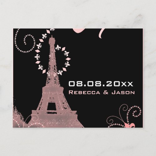 eiffel tower vintage paris save the date announcement postcard