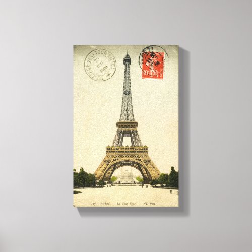 Eiffel Tower Vintage Postmark Art Canvas Print