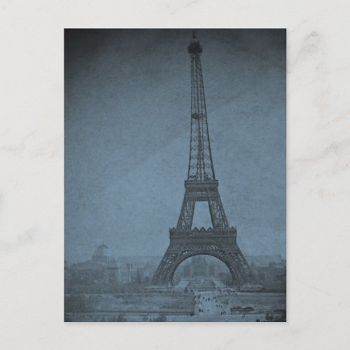 Eiffel Tower Vintage Stereoview Cyan Tone Postcard