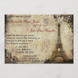 Eiffel Tower Vintage Wedding Invitation