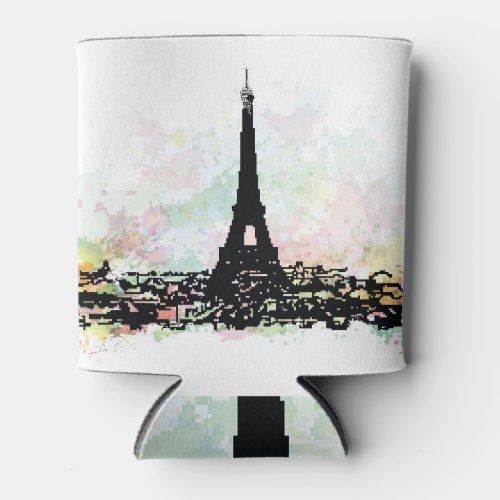 Eiffel Tower Watercolor Paris Sketch Can Cooler