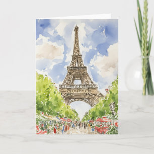 Eiffel Tower Watercolor Stationery Card