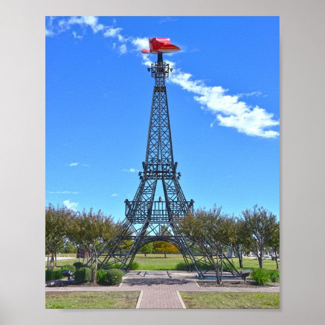 Eiffel Tower Wearing Red Cowboy Hat, Paris, Texas Poster (Front)