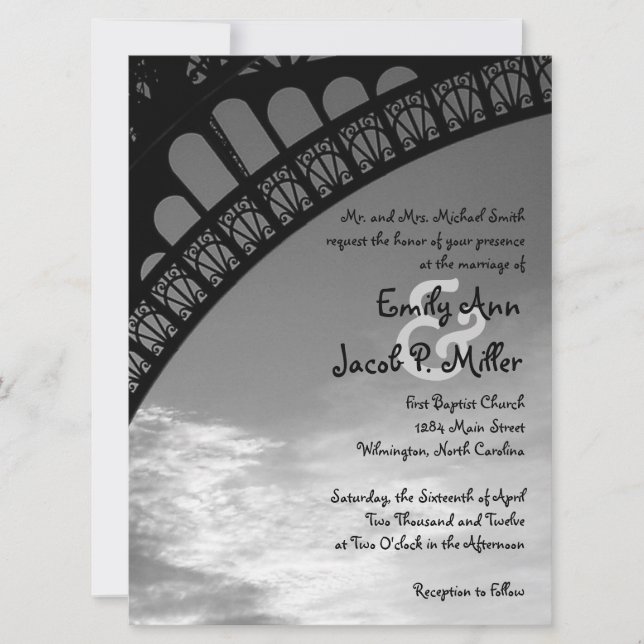 Eiffel Tower Wedding Invitations (Front)