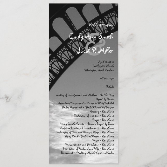 Eiffel Tower Wedding Program (Front)