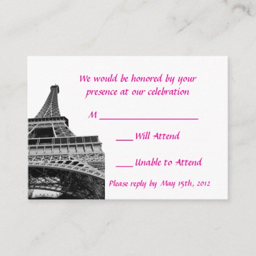 Eiffel Tower Wedding RSVP Cards Business Card