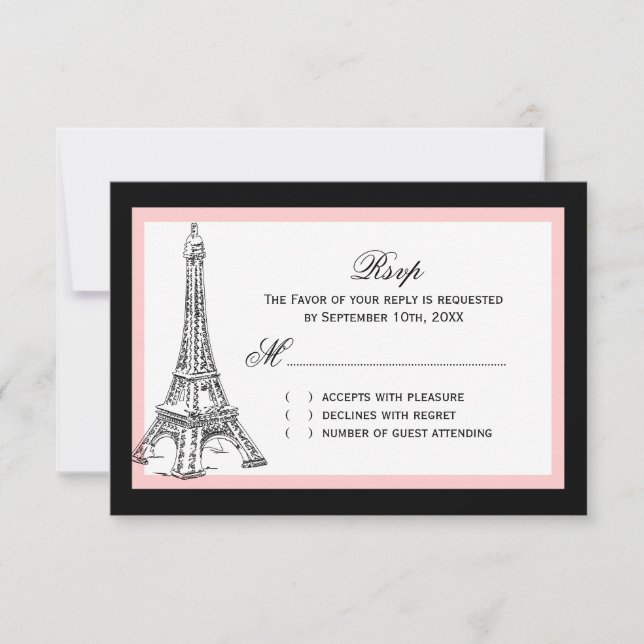 Eiffel Tower Wedding RSVP Cards (Front)