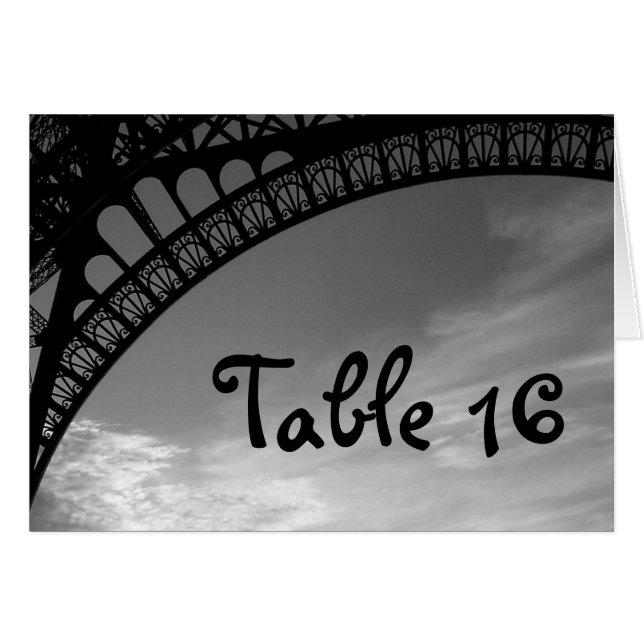 Eiffel Tower Wedding Table Number Cards (Front Horizontal)